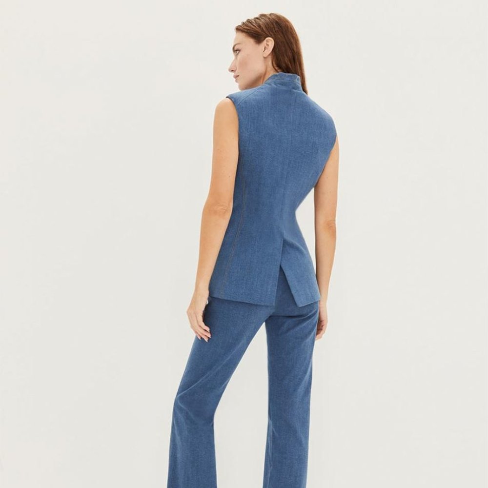 Veronica Beard Blue Double-Breasted Vest - Picture 10 of 11